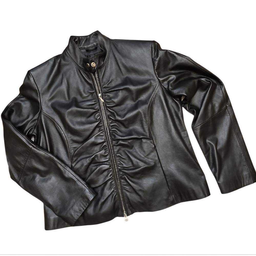Wilson's Leather Maxima Ruched Moto Jacket Sz 1X